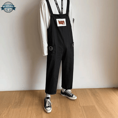Loose 2025 black dungarees
