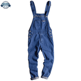 Blue and White Striped Dungarees with Buttons