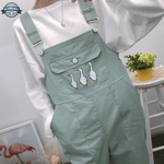 Green Dungarees Work with Central Pocket