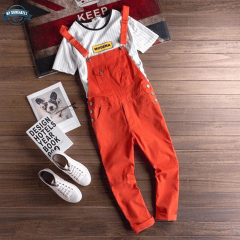 Mens Red Dungarees