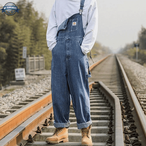 Mens Striped Dungarees