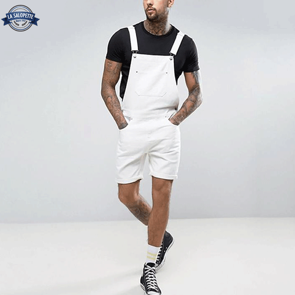 Mens White Dungaree Shorts My Dungarees