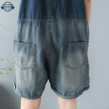 Two-Tone Jeans Dungaree Shorts 