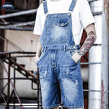 Washed Blue Overall Shorts for Men