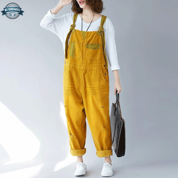 Yellow store denim dungarees